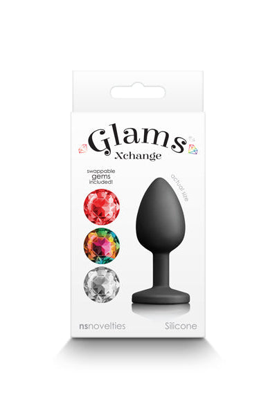 Glams Xchange Round Anal Plug, Silicone Butt Plug with Gems - AlicePrin.com