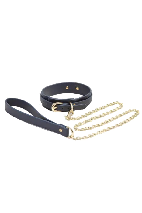 Blue Bondage Couture Collar and Leash Set, Blue Collar and Leash Set - AlicePrin.com