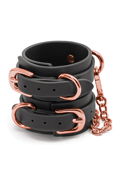 Black and Rose Gold Wrist Cuffs, Black and Rose Gold Handcuffs - AlicePrin.com