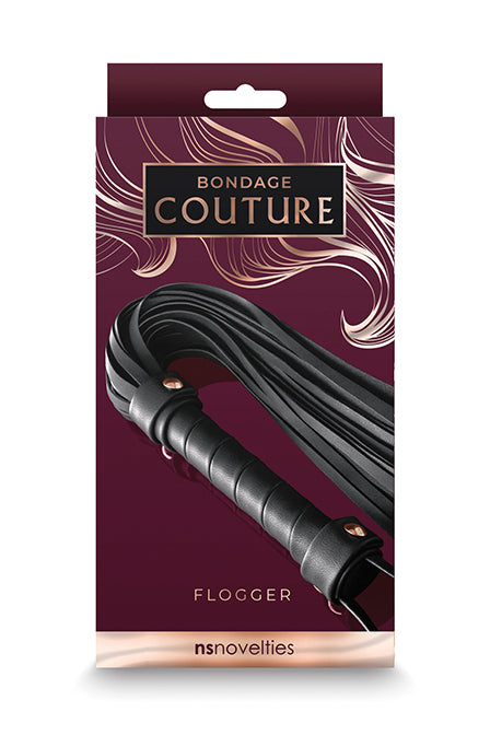 Black Bondage Couture Flogger, Black Flogger - AlicePrin.com