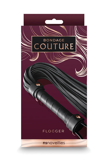 Black Bondage Couture Flogger, Black Flogger - AlicePrin.com