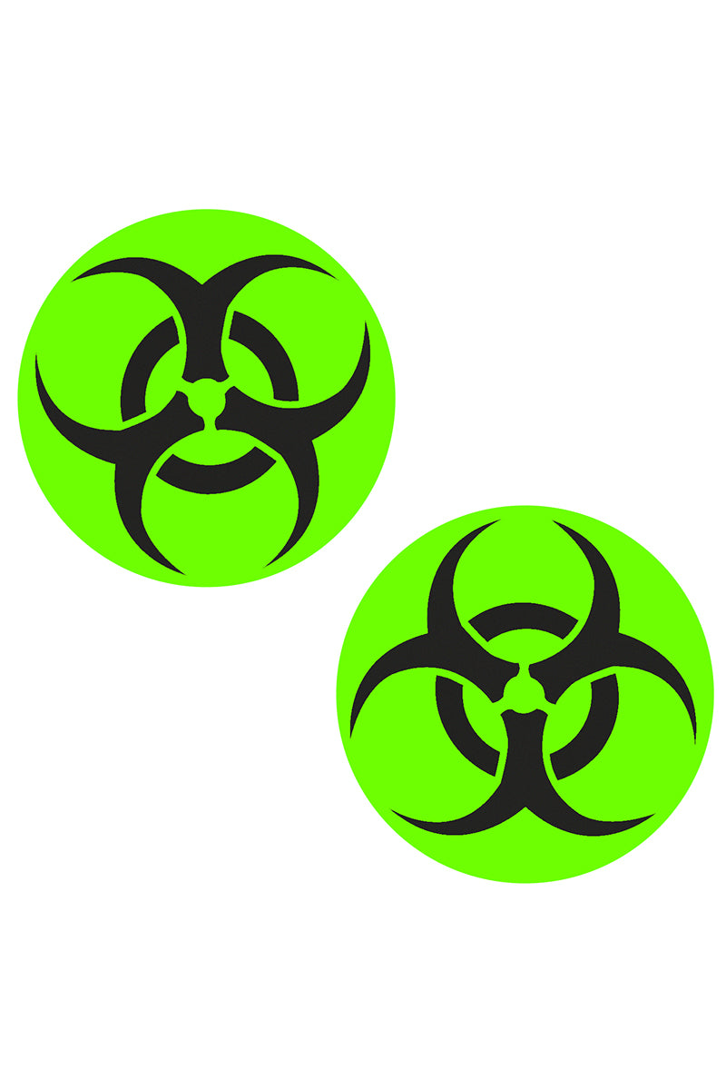 Biohazard Toxic Pasties, Neon Green Round Pasties, Biohazard Nipple Pasties - AlicePrin.com