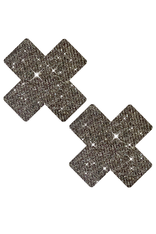 Black Ballerina Bling X Pasties, Glitter Cross Pasties, Glitter Nipple Pasties - AlicePrin.com
