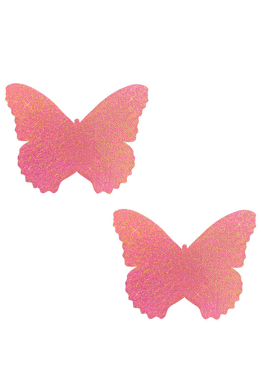 Bella Rosa Shimmer Butterfly Pasties, Pink and Gold Butterfly Pasties, Butterfly Nipple Pasties - AlicePrin.com