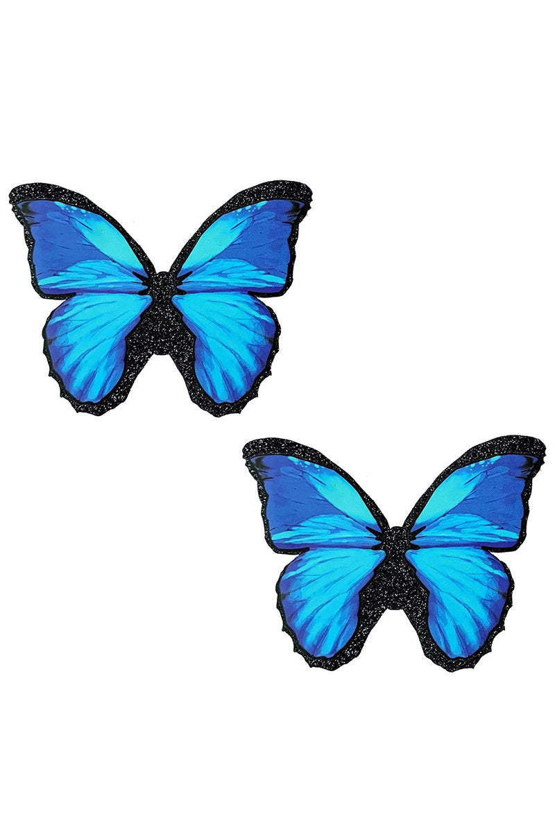 Beautiful Blue Glitter Butterfly Pasties, Blue Butterfly Pasties, Butterfly Nipple Pasties - AlicePrin.com
