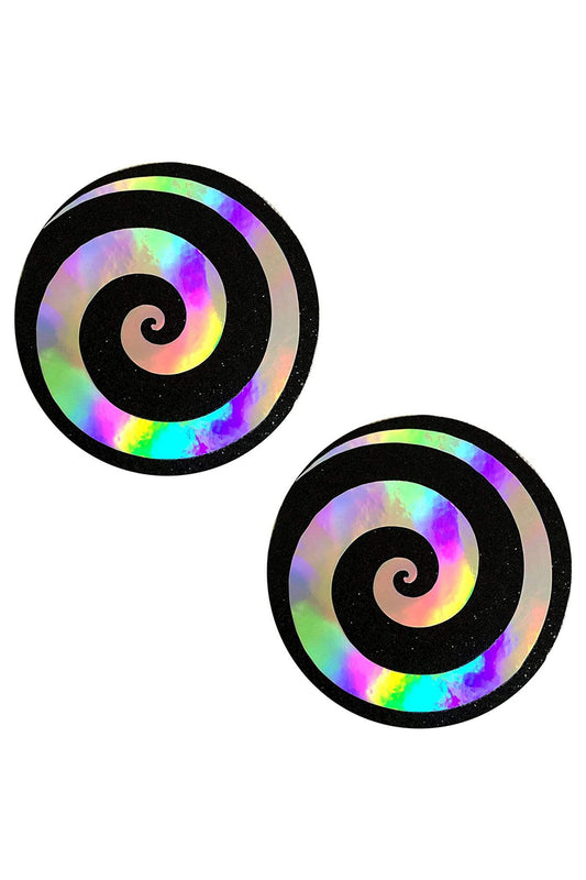 Care Bare Stare Spiral Pasties, Holographic Spiral Pasties, Round Nipple Pasties - AlicePrin.com