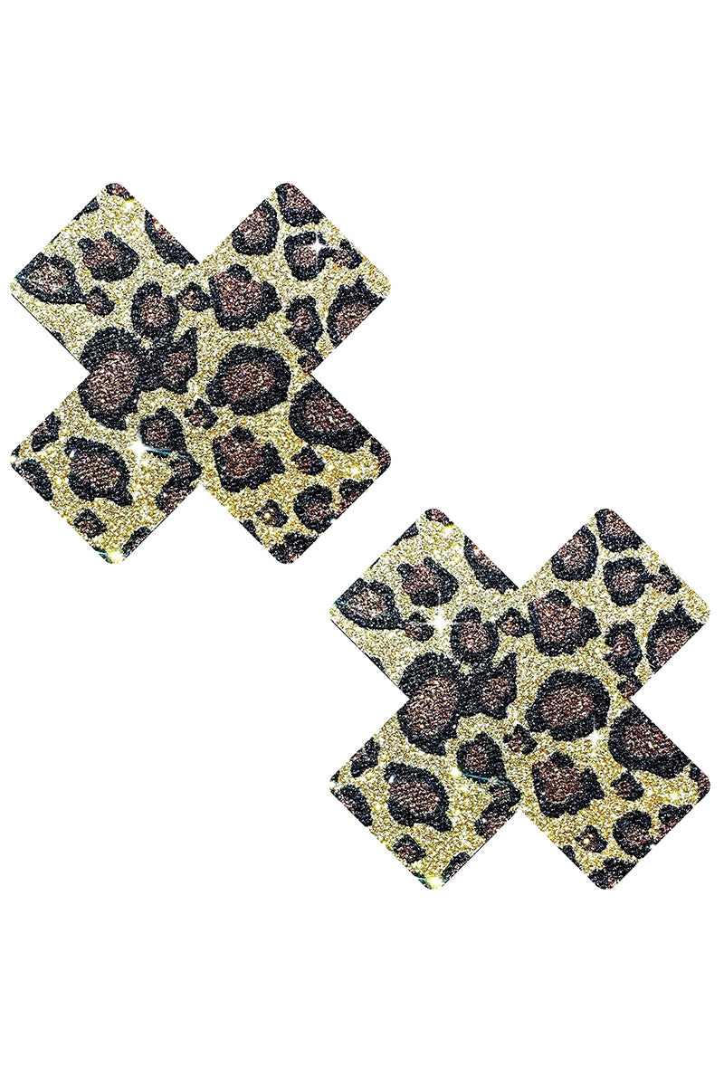 Cheeky Cheetah X Pasties, Glitter Leopard Pasties, Leopard Nipple Pasties - AlicePrin.com