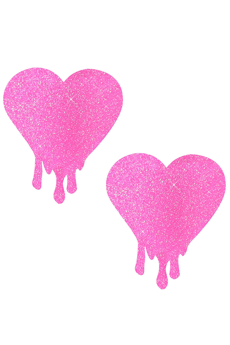 Light Pink Melty Heart Pasties, Glitter Heart Pasties, Pink Heart Nipple Pasties - AlicePrin.com