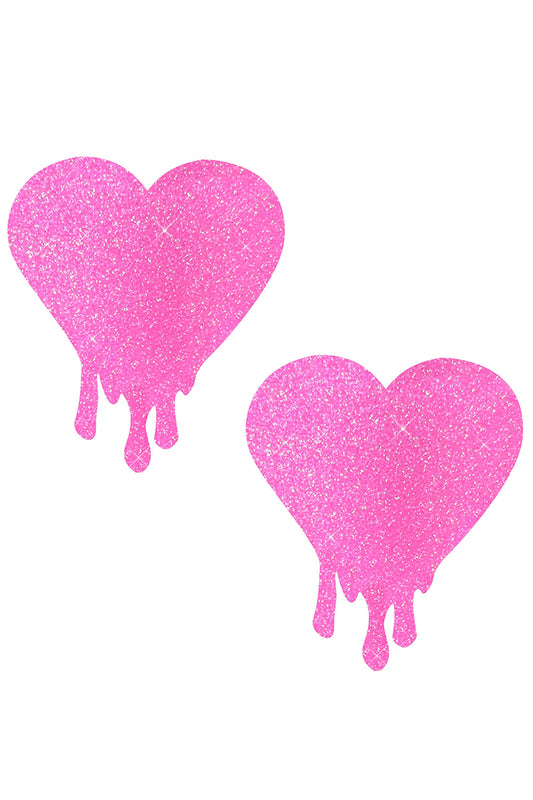 Light Pink Melty Heart Pasties, Glitter Heart Pasties, Pink Heart Nipple Pasties - AlicePrin.com