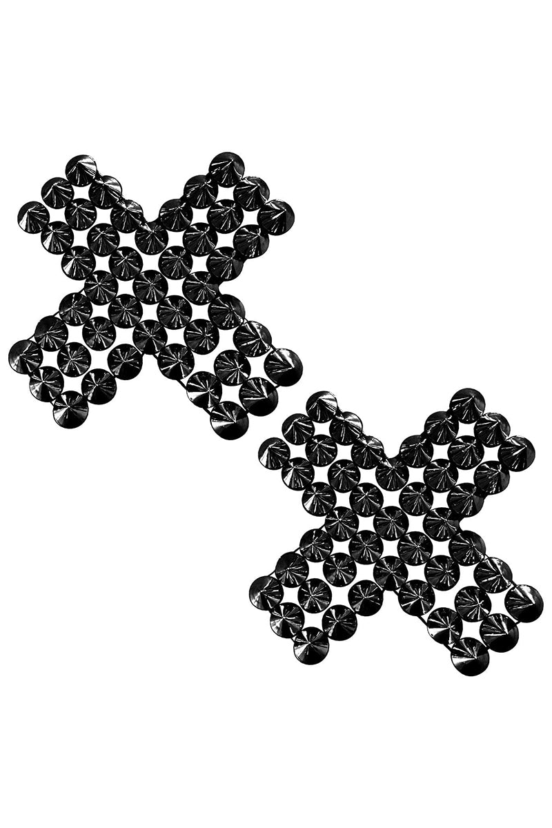 SubZero Black Stud X Pasties, Stud Cross Pasties, Stud X Nipple Pasties - AlicePrin.com
