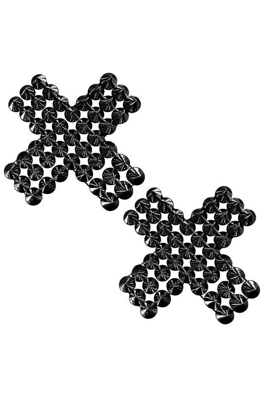 SubZero Black Stud X Pasties, Stud Cross Pasties, Stud X Nipple Pasties - AlicePrin.com