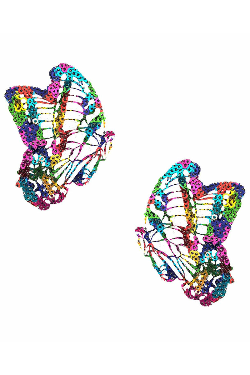 Multicolor Beautiful Butterfly Kisses Pasties, Sequin and Mesh Butterfly Pasties, Rainbow Butterfly Nipple Pasties - AlicePrin.com