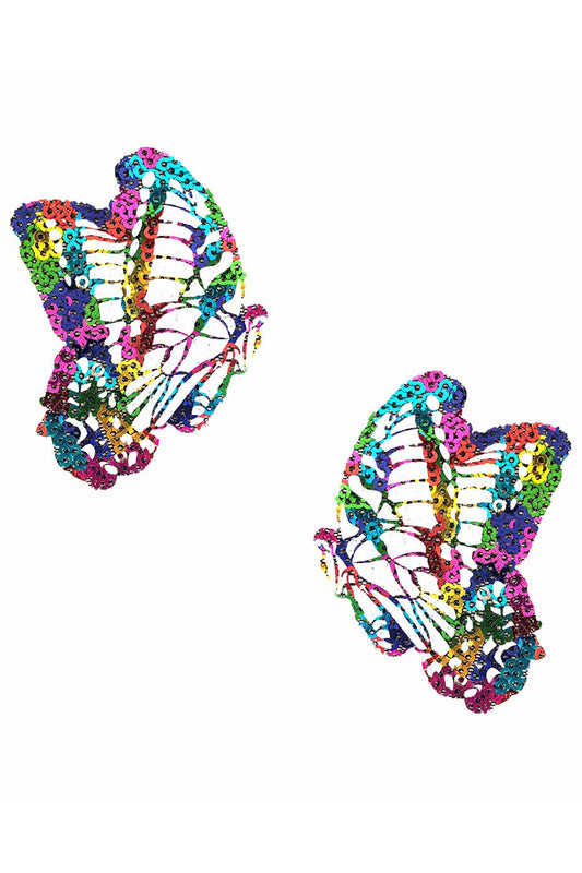 Multicolor Beautiful Butterfly Kisses Pasties, Sequin and Mesh Butterfly Pasties, Rainbow Butterfly Nipple Pasties - AlicePrin.com