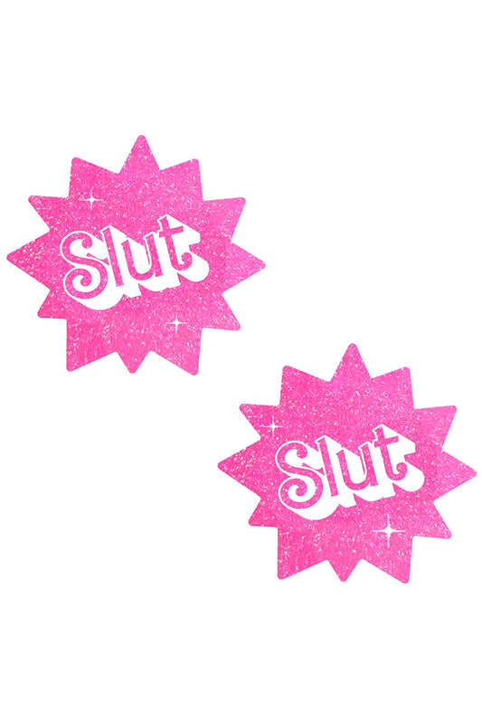 Sassy Slut Pink Glitter Pasties, Barbie Slut Pasties, Barbie Nipple Pasties, Slut Nipple Pasties - AlicePrin.com