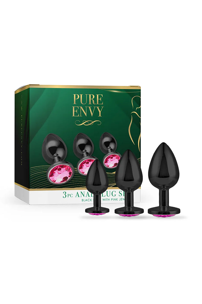 3 Piece Ornate Anal Plug Set, Three Piece Butt Plug Set - AlicePrin.com