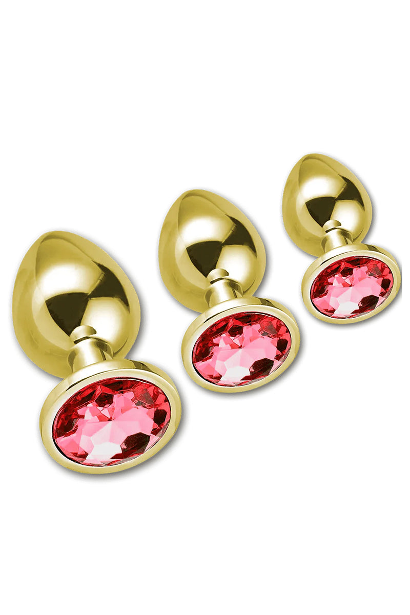 3 Piece Ornate Anal Plug Set, Three Piece Butt Plug Set - AlicePrin.com