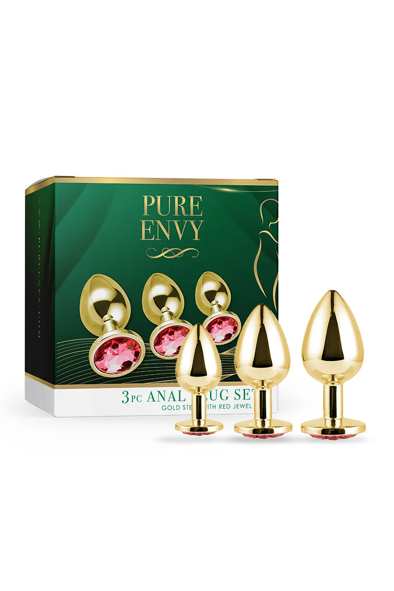 3 Piece Ornate Anal Plug Set, Three Piece Butt Plug Set - AlicePrin.com