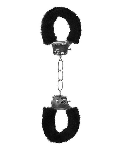 Furry Black Beginner Handcuffs, Black Fur Handcuffs - AlicePrin.com