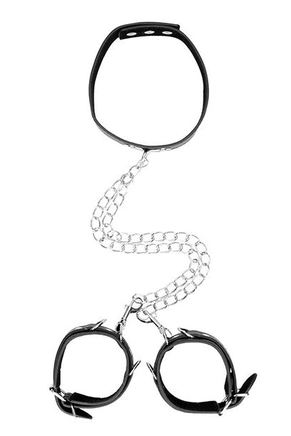 Bonded Leather Collar and Cuffs Set, Leather Leash and Handcuffs Set - AlicePrin.com