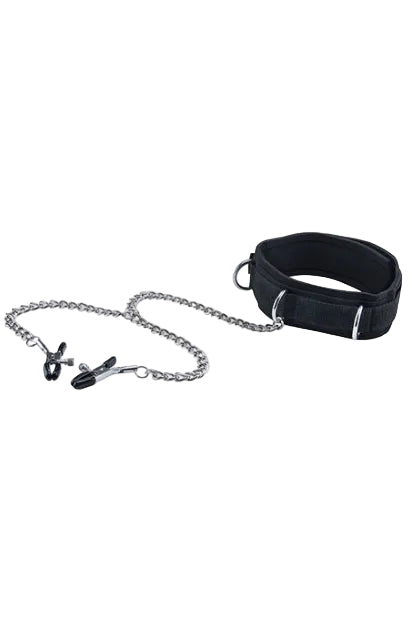 Velcro Collar with Nipple Clamps, Collar with Clamps - AlicePrin.com