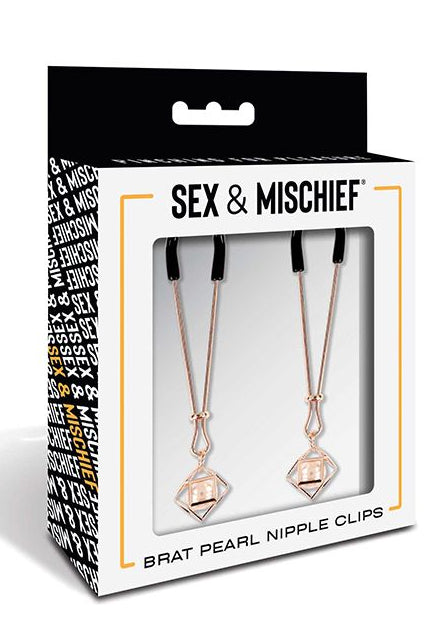 S&M Brat Pearl Nipple Clips, Rose Gold Nipple Clamps - AlicePrin.com