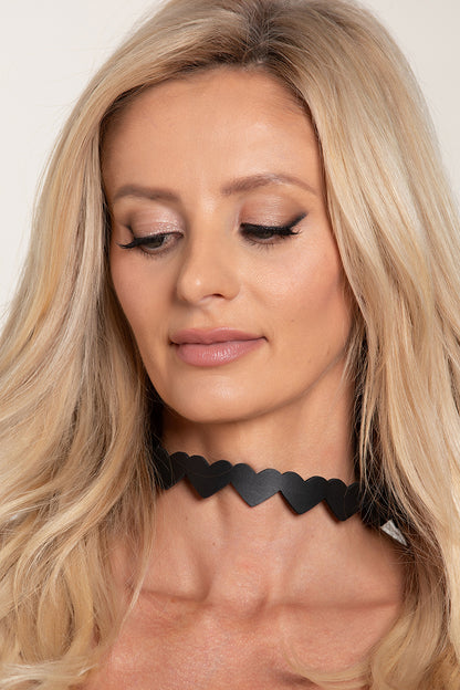 Locked Heart Day Collar, Black Lock Choker - AlicePrin.com