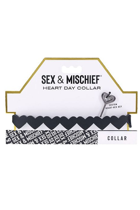 Locked Heart Day Collar, Black Lock Choker - AlicePrin.com