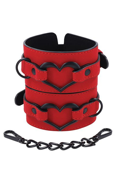 S&M Amor Handcuffs, Red Leather Handcuffs - AlicePrin.com