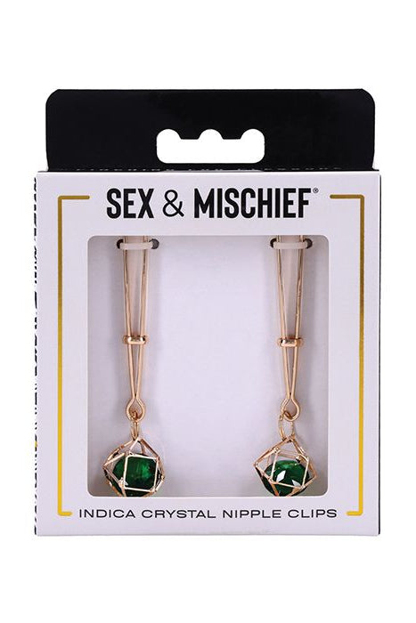Indica Crystal Nipple Clips, Green Nipple Clamps - AlicePrin.com