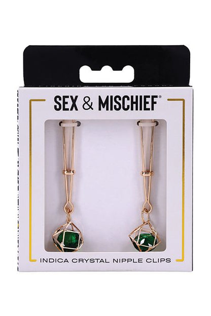 Indica Crystal Nipple Clips, Green Nipple Clamps - AlicePrin.com