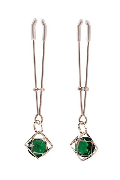Indica Crystal Nipple Clips, Green Nipple Clamps - AlicePrin.com