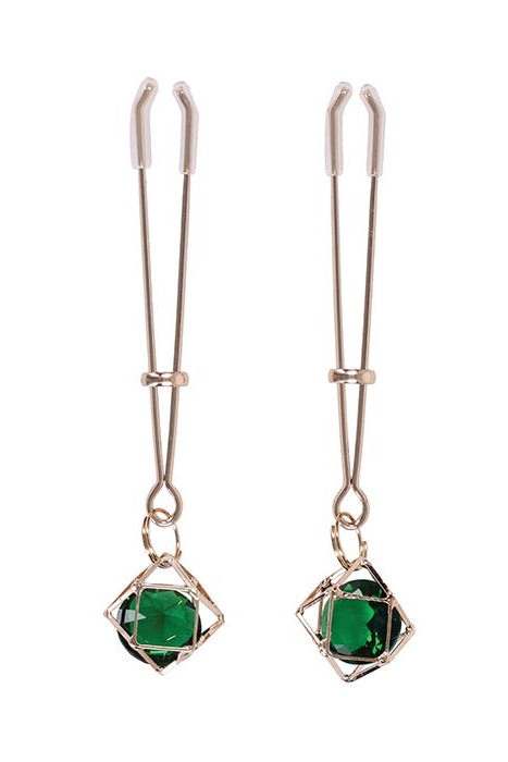 Indica Crystal Nipple Clips, Green Nipple Clamps - AlicePrin.com