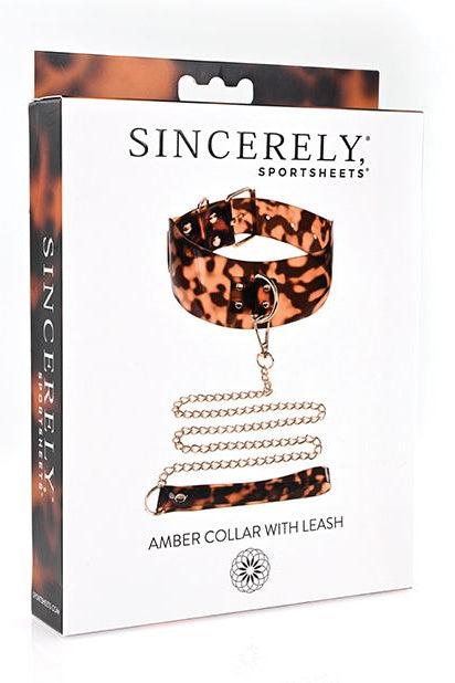 Sincerely Amber Collar and Leash Set, Tortoiseshell Collar Set - AlicePrin.com