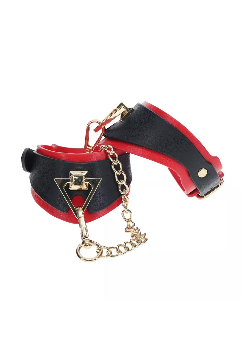 Black and Red Milan Handcuffs, Red Handcuffs - AlicePrin.com