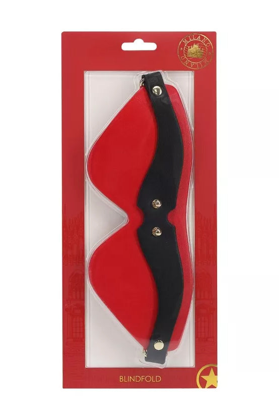 Black and Red Milan Blindfold, Red Leather Blindfold - AlicePrin.com