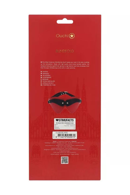Black and Red Milan Blindfold, Red Leather Blindfold - AlicePrin.com