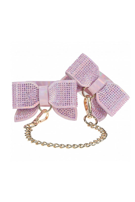 Iridescent Pink Paris Handcuffs, Pink Bow Handcuffs - AlicePrin.com