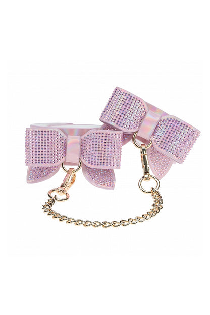 Iridescent Pink Paris Leg Cuffs, Pink Bow Leg Cuffs - AlicePrin.com