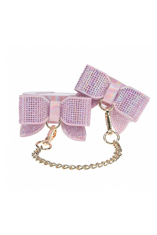 Iridescent Pink Paris Leg Cuffs, Pink Bow Leg Cuffs - AlicePrin.com