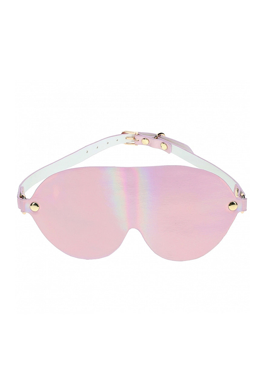 Iridescent Pink Paris Blindfold, Pink Leather Blindfold - AlicePrin.com