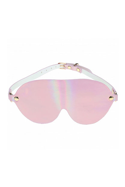 Iridescent Pink Paris Blindfold, Pink Leather Blindfold - AlicePrin.com