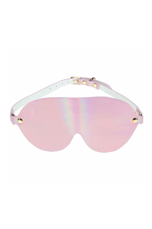 Iridescent Pink Paris Blindfold, Pink Leather Blindfold - AlicePrin.com