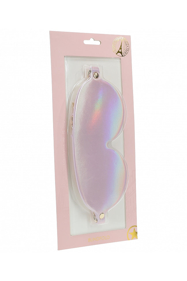 Iridescent Pink Paris Blindfold, Pink Leather Blindfold - AlicePrin.com