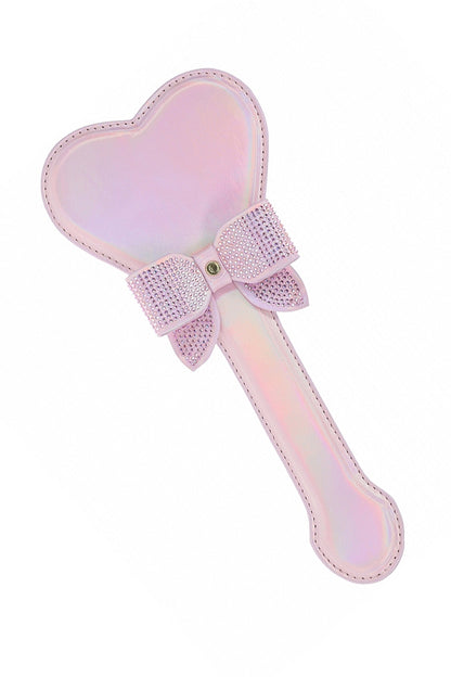 Iridescent Pink Paris Paddle, Pink Leather Paddle - AlicePrin.com