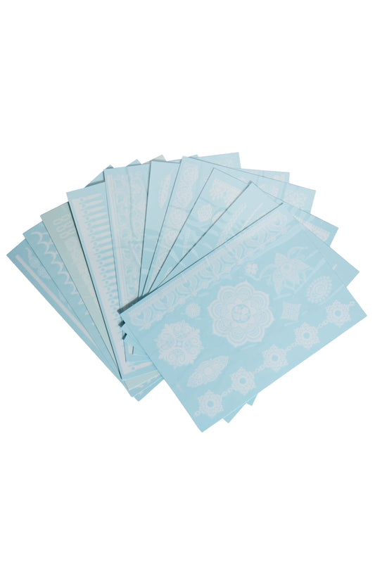 10-Pack White Mandala Temporary Tattoos, White Temporary Tattoos - AlicePrin.com