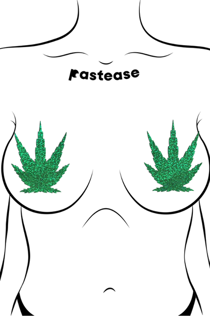 Glittering Green Pot Leaf Pasties