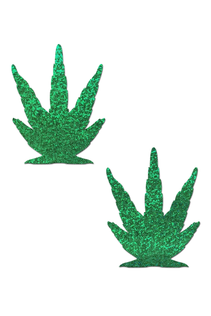 Glittering Green Pot Leaf Pasties