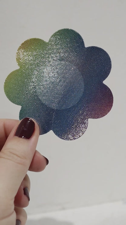 Iridescent Rainbow Flower Pasties, Rainbow Floral Pasties - AlicePrin.com