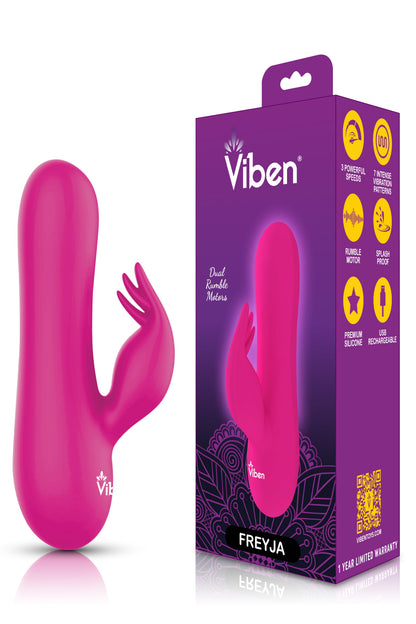 Freyja Mini Triple Ticklers Rabbit Vibe, Pink Rabbit Vibrator - AlicePrin.com